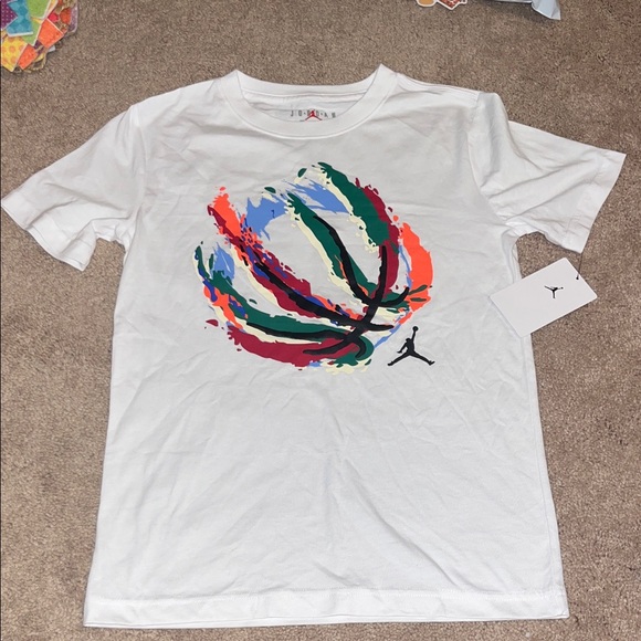 Jordan Other - Jordan Kids' White Tee with Colorful Basketball Graphic
